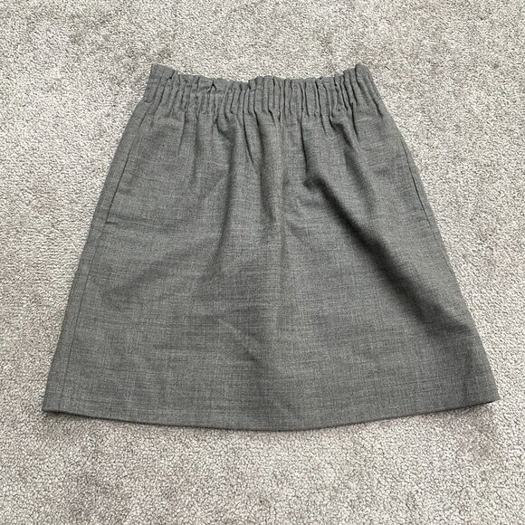 J.Crew Wool Blend Sidewalk Pleated Pencil Skirt Womens 00 Gray Elastic Pockets - Picture 1 of 10